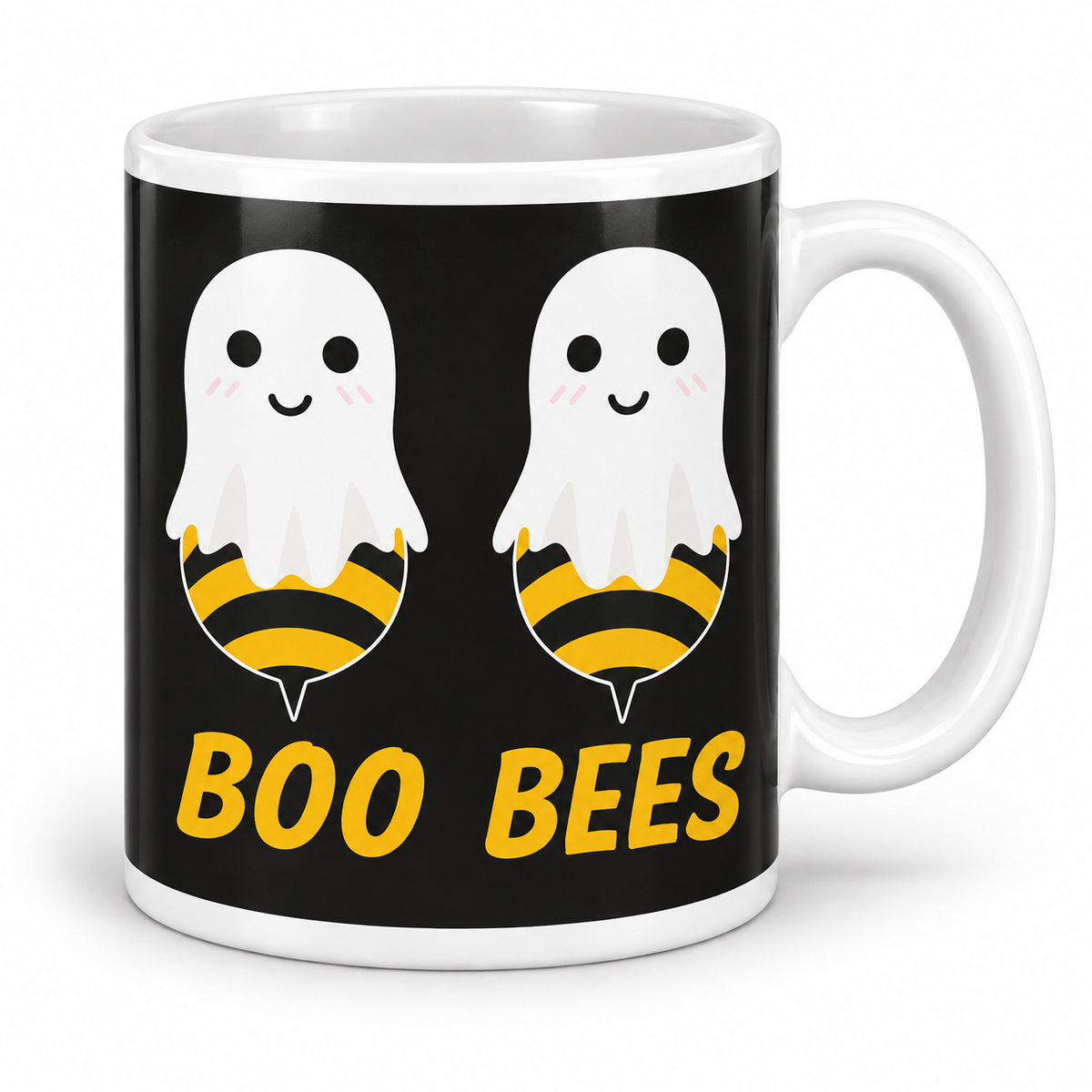 Boo Bees — 11oz mug with white top and bottom borders