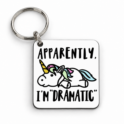 Apparently Dramatic Unicorn — 5 cm × 5 cm keyring mock-up