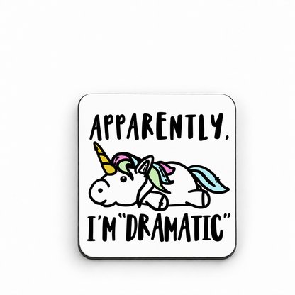 Apparently Dramatic Unicorn — 5 cm × 5 cm fridge magnet mock-up