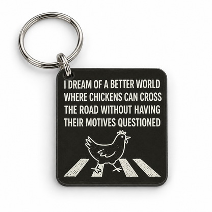 Chicken Motives — 5 cm × 5 cm keyring mock-up
