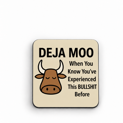 Deja Moo — 5 cm × 5 cm fridge magnet