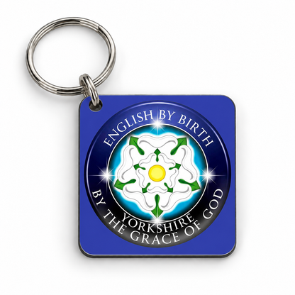 English by birth — 5 cm × 5 cm keyring mock-up
