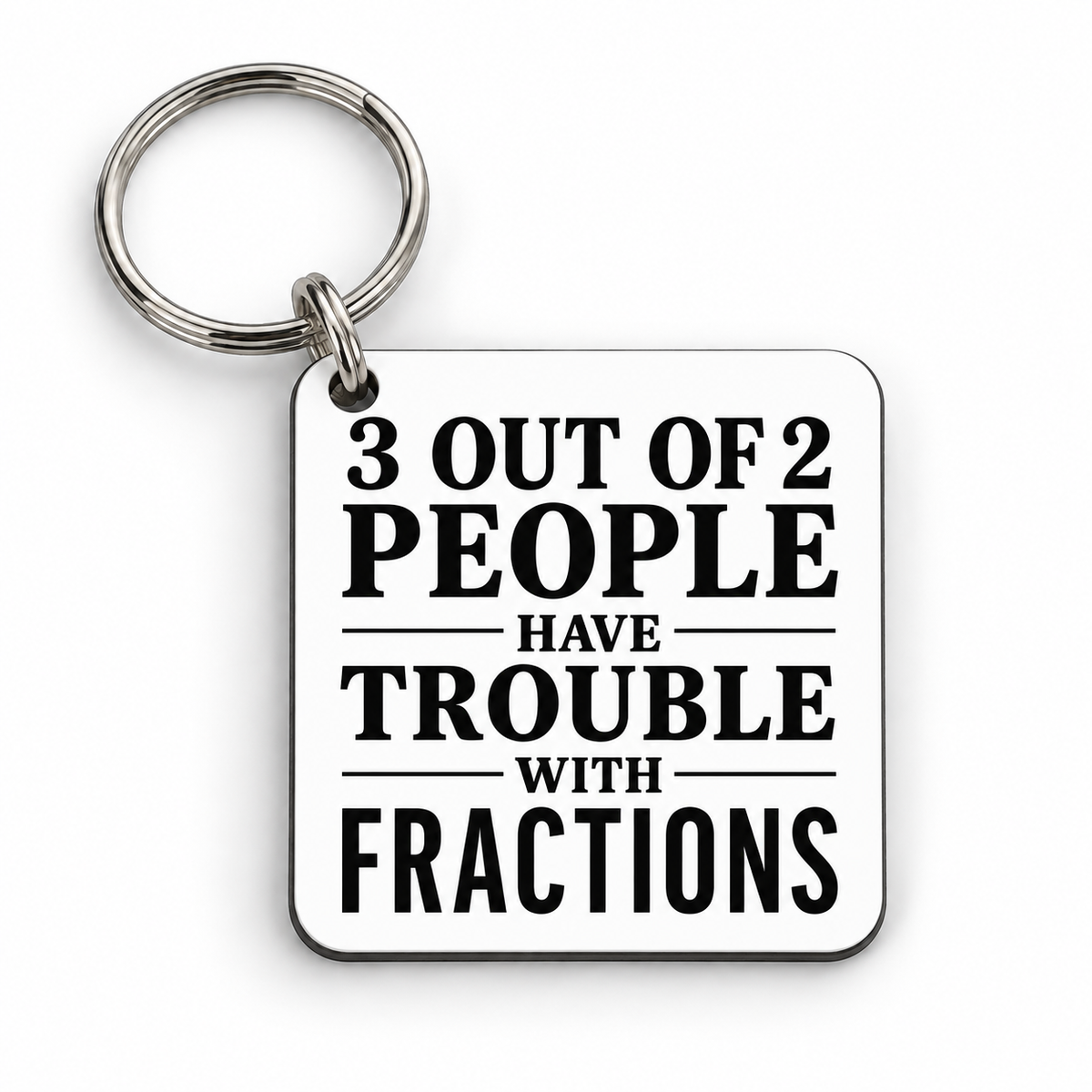 Fractions — 5 cm × 5 cm keyring mock-up