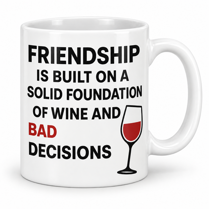 Friendship wine and bad decisions — 11oz mug