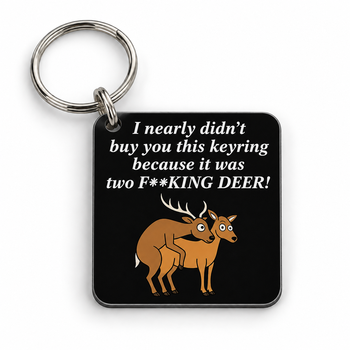 Fucking Deer — 5 cm × 5 cm keyring mock-up