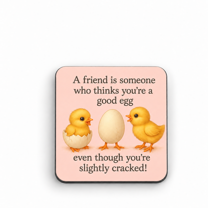 Good Egg, Slightly Cracked — 5 cm × 5 cm fridge magnet