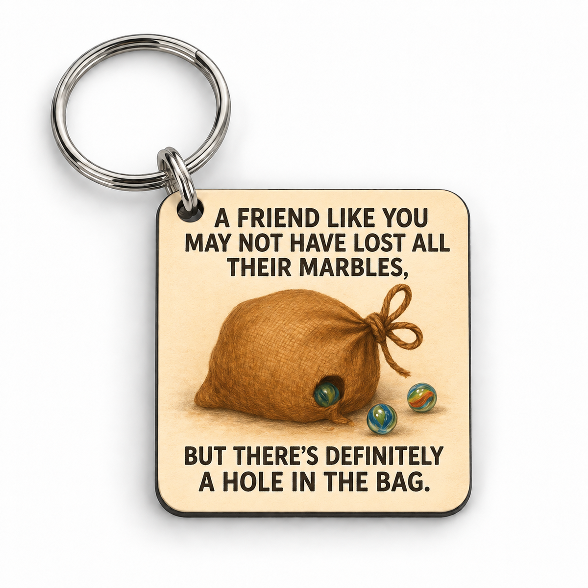 Marbles friendship — 5 cm × 5 cm keyring mock-up