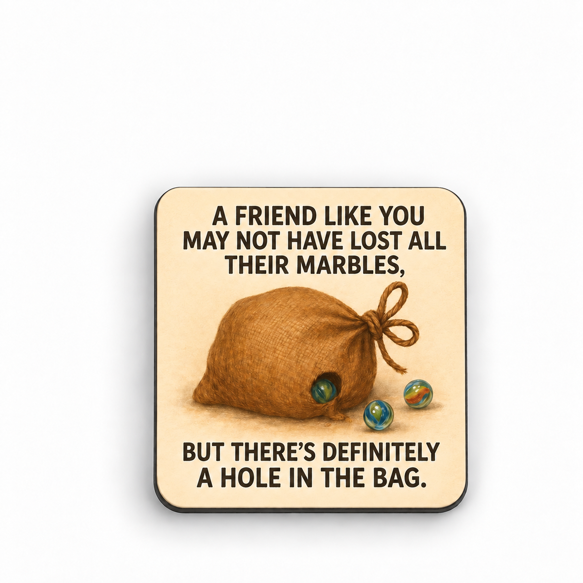 Marbles friendship — 5 cm × 5 cm fridge magnet mock-up