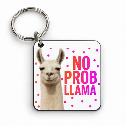 No Prob Llama — 5cm square keyring