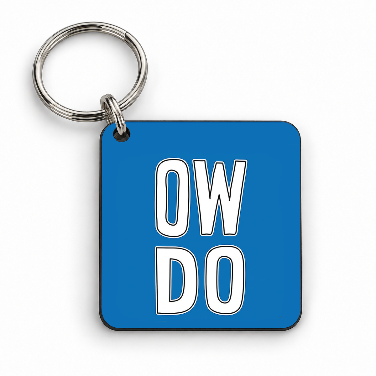 Ow Do — 5cm square keyring