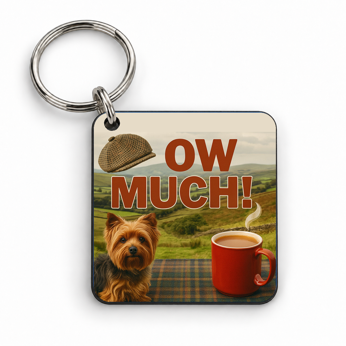 Ow Much — 5cm square keyring