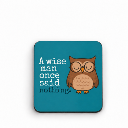 Wise owl — 5 cm × 5 cm fridge magnet mock-up
