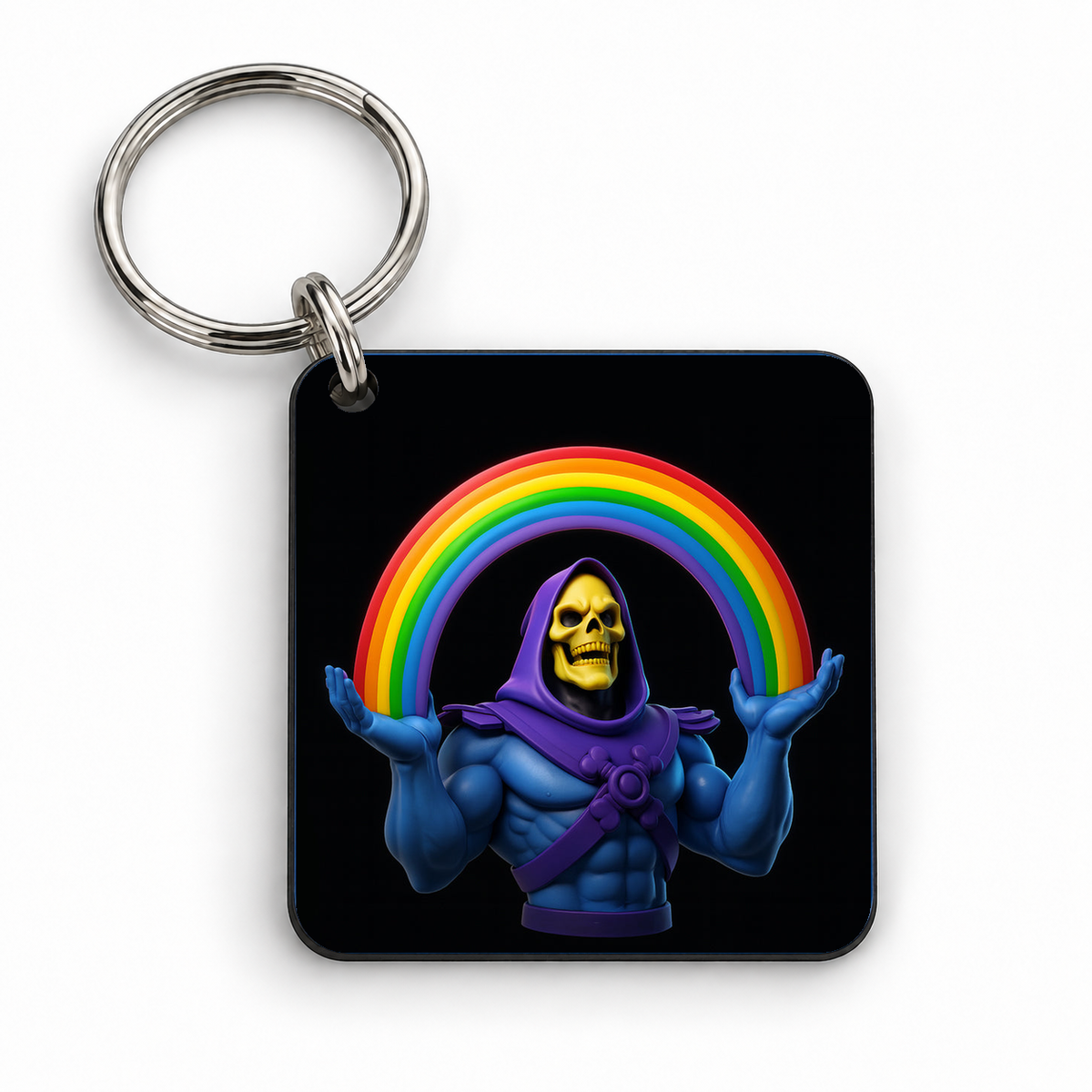 Skeletor Rainbow — 5cm square keyring