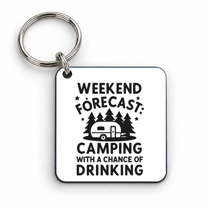 Weekend Forecast: Camping With A Chance Of Drinking — 5cm square keyring